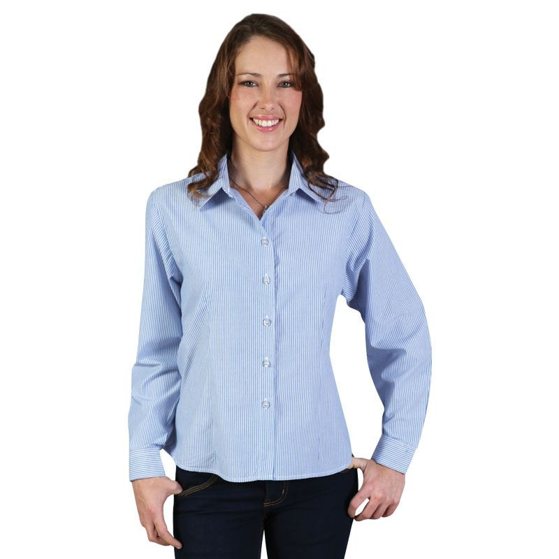 Ladies Vertistripe Woven Shirt Long Sleeve - While Stocks Last